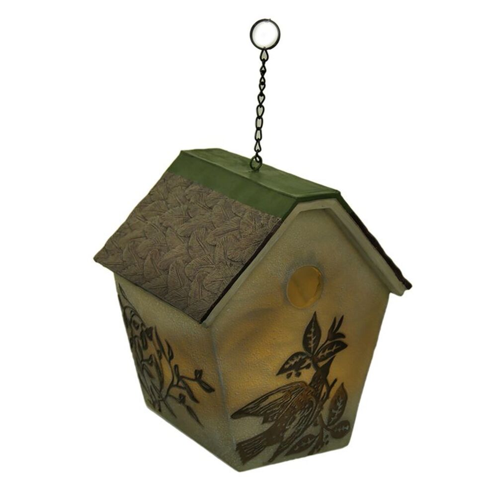 Elegant Rustic LED Hanging Birdhouse Accent Lamp